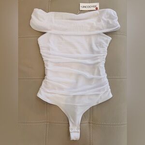 White Ruched Sleeveless Top